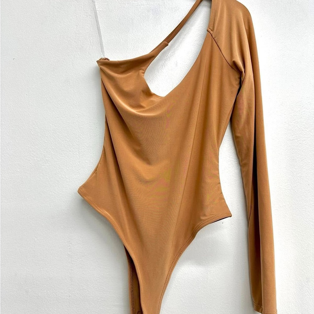 Asymmetrical Tan Bodysuit